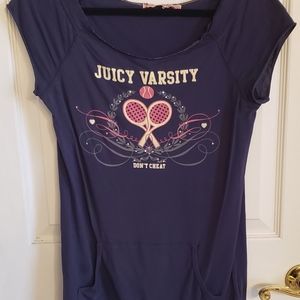 Juicy Couture Navy Pink Graphic T-Shirt with front pocket